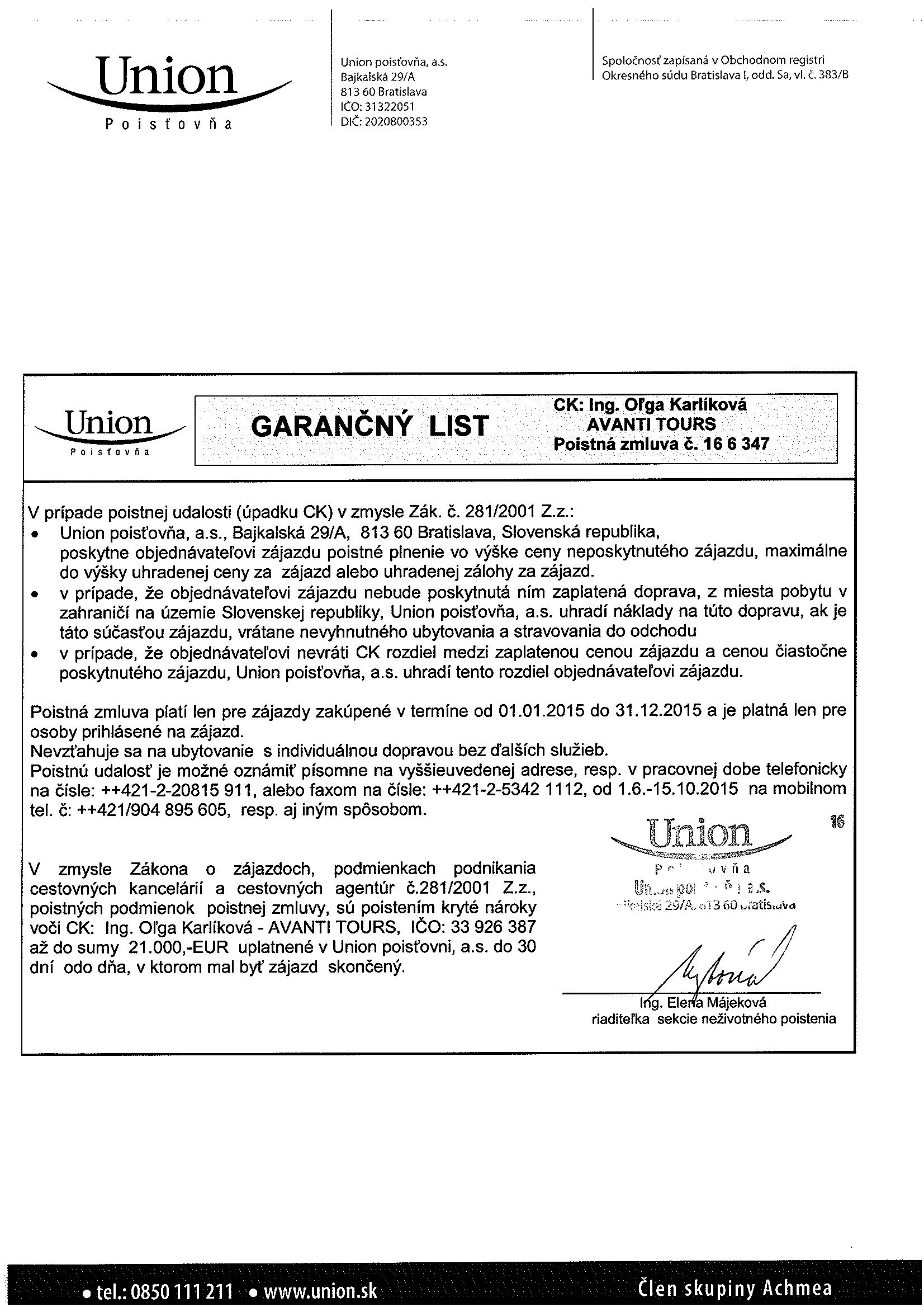 Garančný list 2015